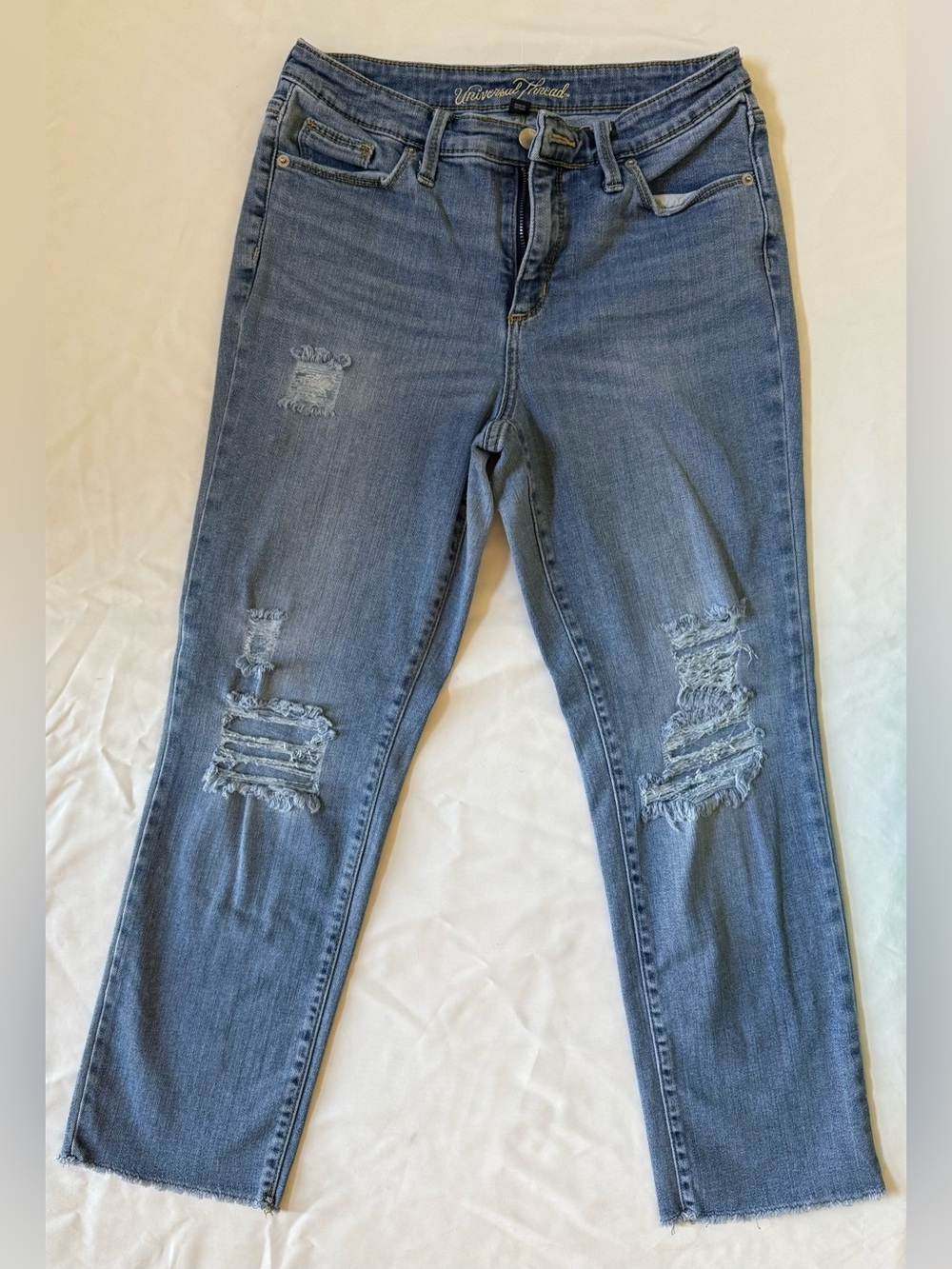Universal Thread High Rise Straight Crop Distressed Jeans 6/28